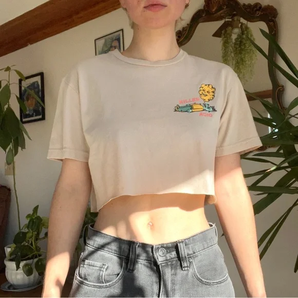 Killer Acid Limited Edition Cropped Graphic Tee Shirt Cut Off - Picture 2 of 6